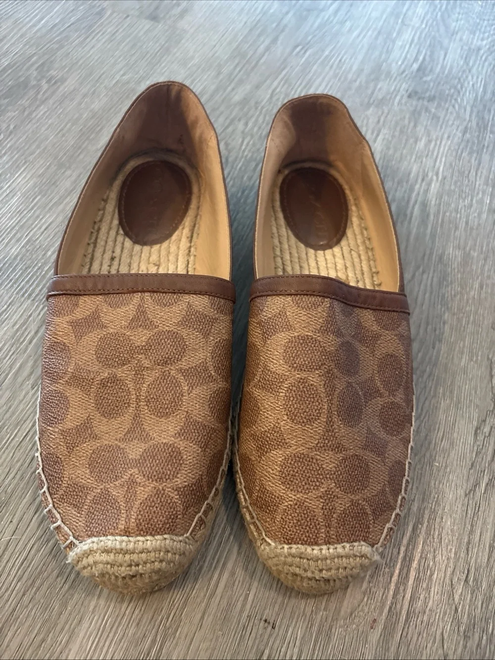 Women's Coach Espadrille Shoes In Signature Jacquard Size 9